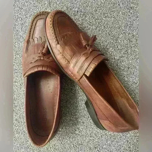 Bass Kiltie Tassel Loafers 13M Men’s Soft Chestnut Brown Leather - Picture 2 of 7